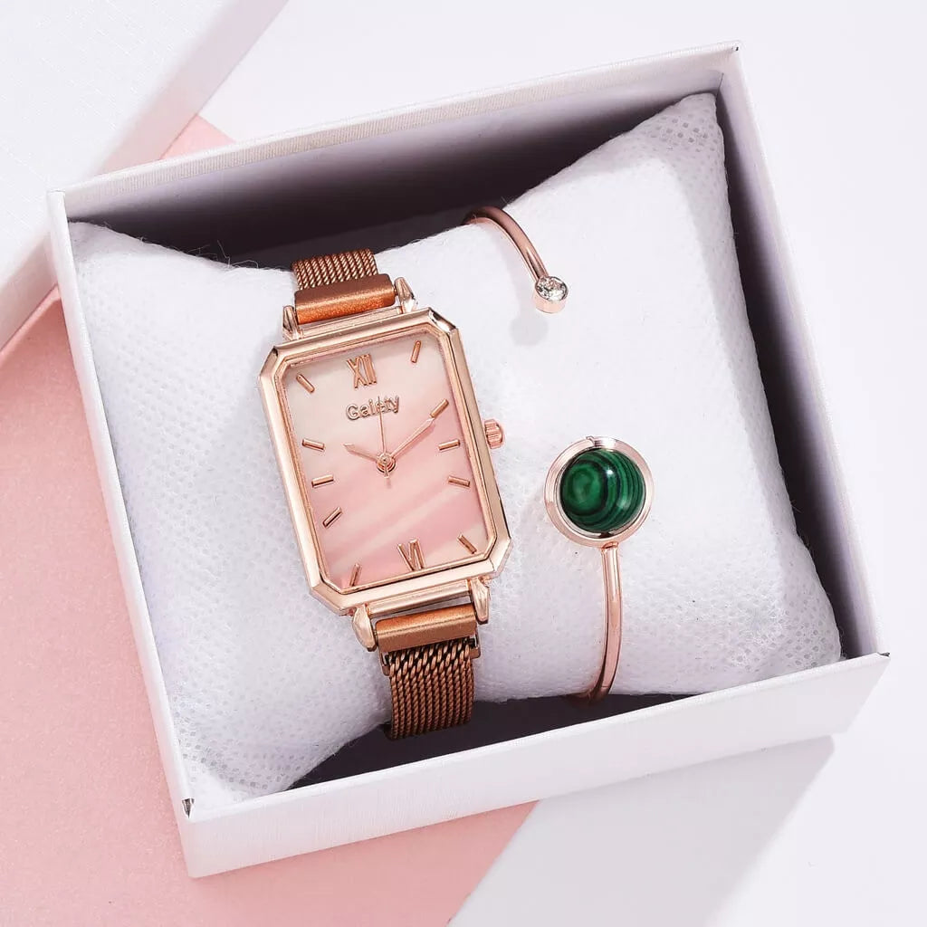 Reloj Suizo Lujoso Gaiety™ + Brazalete de Esmeralda