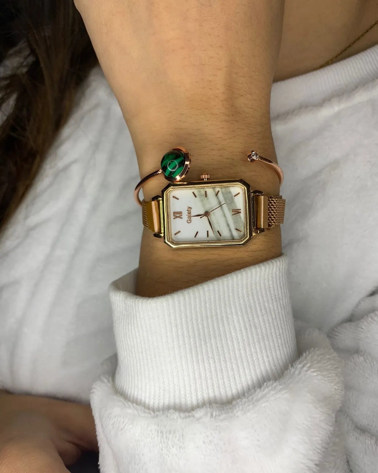 Reloj Suizo Lujoso Gaiety™ + Brazalete de Esmeralda
